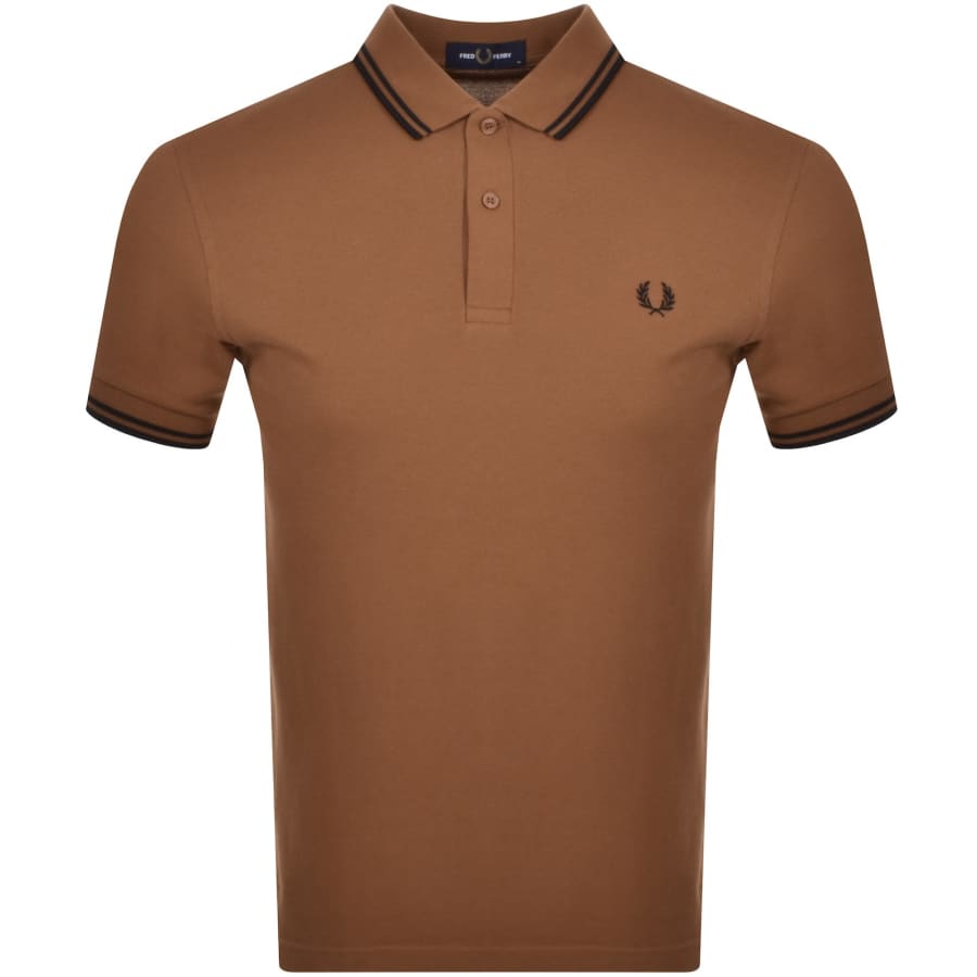 Fred Perry Twin Tipped Polo T Shirt Brown | Mainline